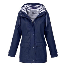 (Dark Blue, S) Women's Waterproof Raincoat Ladies Outdoor Wind Rain Forest Jacket Coat Rainy