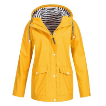 (Yellow, L) Women's Waterproof Raincoat Ladies Outdoor Wind Rain Forest Jacket Coat Rainy