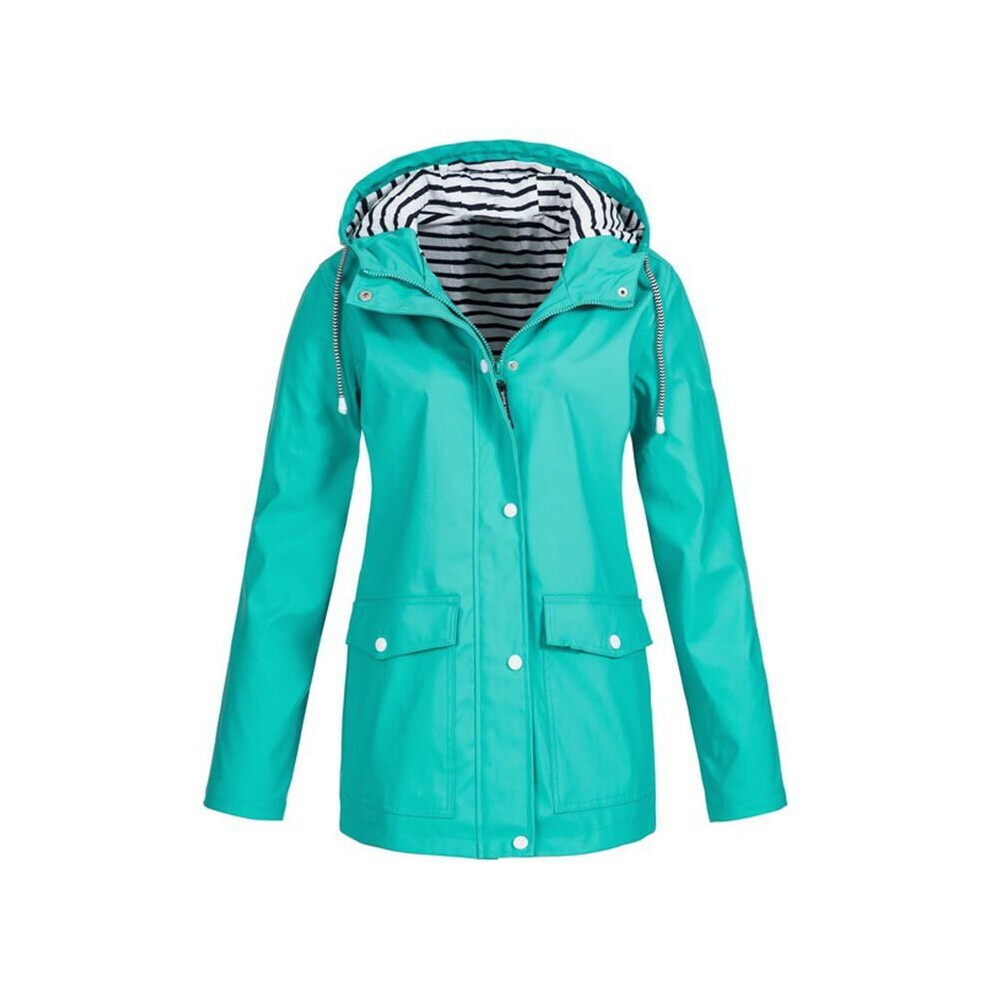 (, L) Women's Waterproof Raincoat Ladies Outdoor Wind Rain Forest Jacket Coat Rainy Green