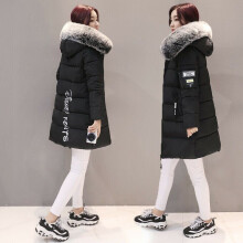 (Black, L) Winter Women Warm Long Jacket Fur Hooded Parka Ladies Collar Outwear Coat