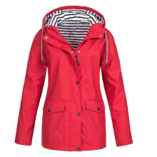 (Red, S) Women's Waterproof Raincoat Ladies Outdoor Wind Rain Forest Jacket Coat Rainy