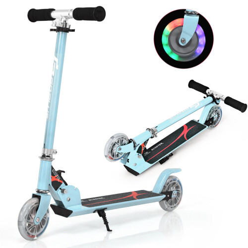Costway Kick Scooter Height Adjustable Toddler Stunt Scooters with Light-Up Wheels