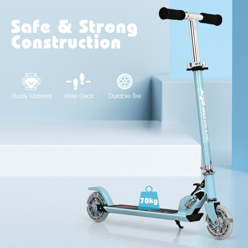 Costway Kick Scooter Height Adjustable Toddler Stunt Scooters with Light-Up Wheels 2