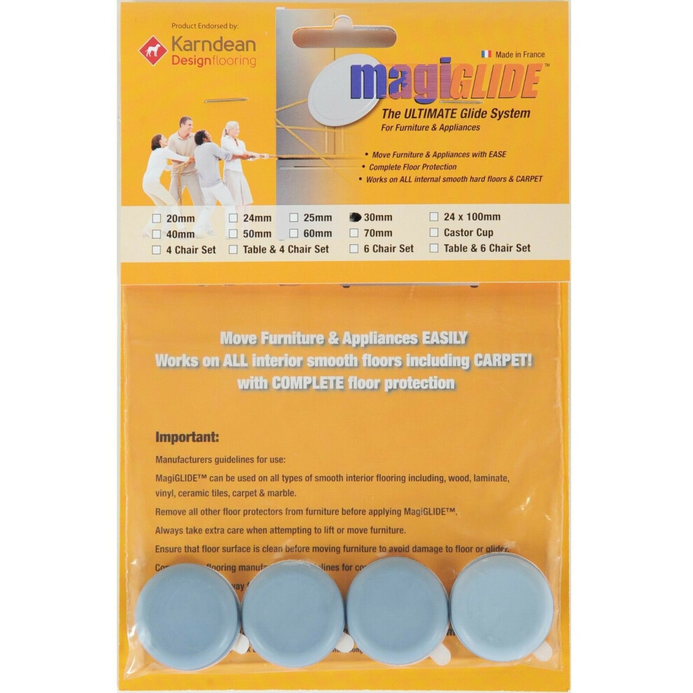 Magiglide 4 X 30Mm The Ultimate Glide System For Furniture Gliders Movers 5060577945086