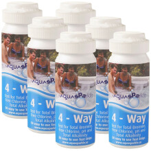 6 x 4Way AQUASPARKLE CHLORINE Test Strips (x300) Hot Tub Water Testing