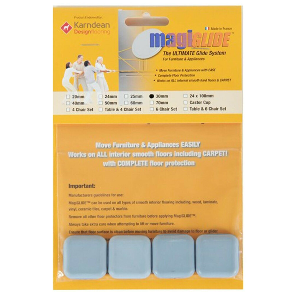 Magiglide 4 X 30Mm Square Pads The Ultimate Glide System For Furniture 5060577945109