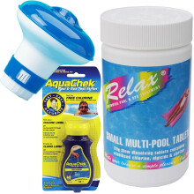 1kg RELAX Multifunctional Chlorine Tablet  + Test Strips + Dispenser Hot Tub Spa