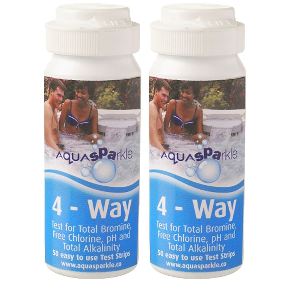 2 x 4 Way BROMINE CHLORINE 100 Test Strips AQUASPARKLE Hot Tub