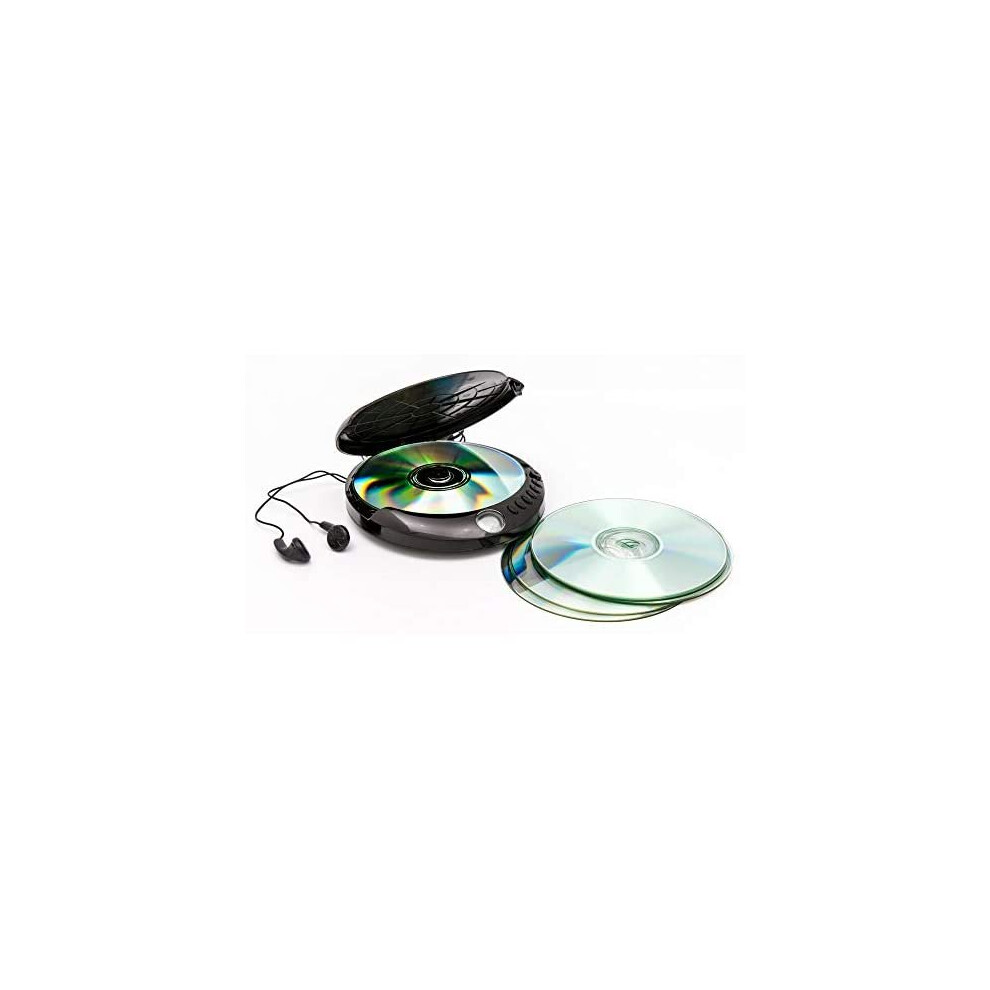 GPO Personal CD Player - 20 Tracks Programmable Memory, LCD Display, Anti-Shock Protection, Earphones Included - Black-image-OPC-P8ZWD8S-NEW