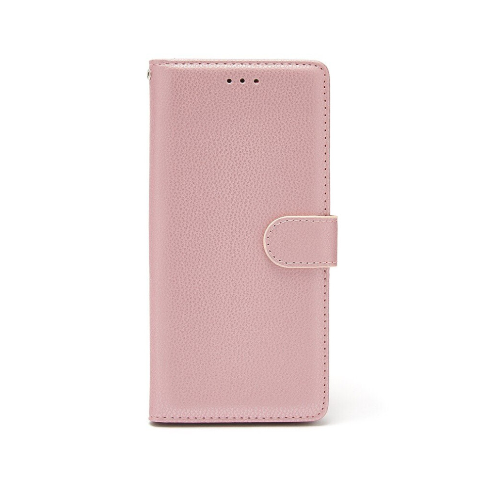 (Rose Gold, Galaxy S22) Premium Litchi Style PU Leather Wallet Book Case Cover Card Holder For Samsung Galaxy S22 Series