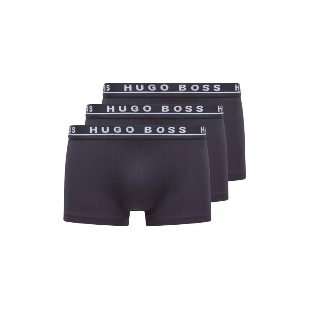 (L) Hugo Boss Stretch Cotton Boxer Trunks, Pack of 3 - Dark Blue