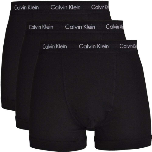 Calvin Klein (L) Calvin Klein 3 Pack Cotton Stretch - Normal Rise Trunks ( Black / Black Waistband )