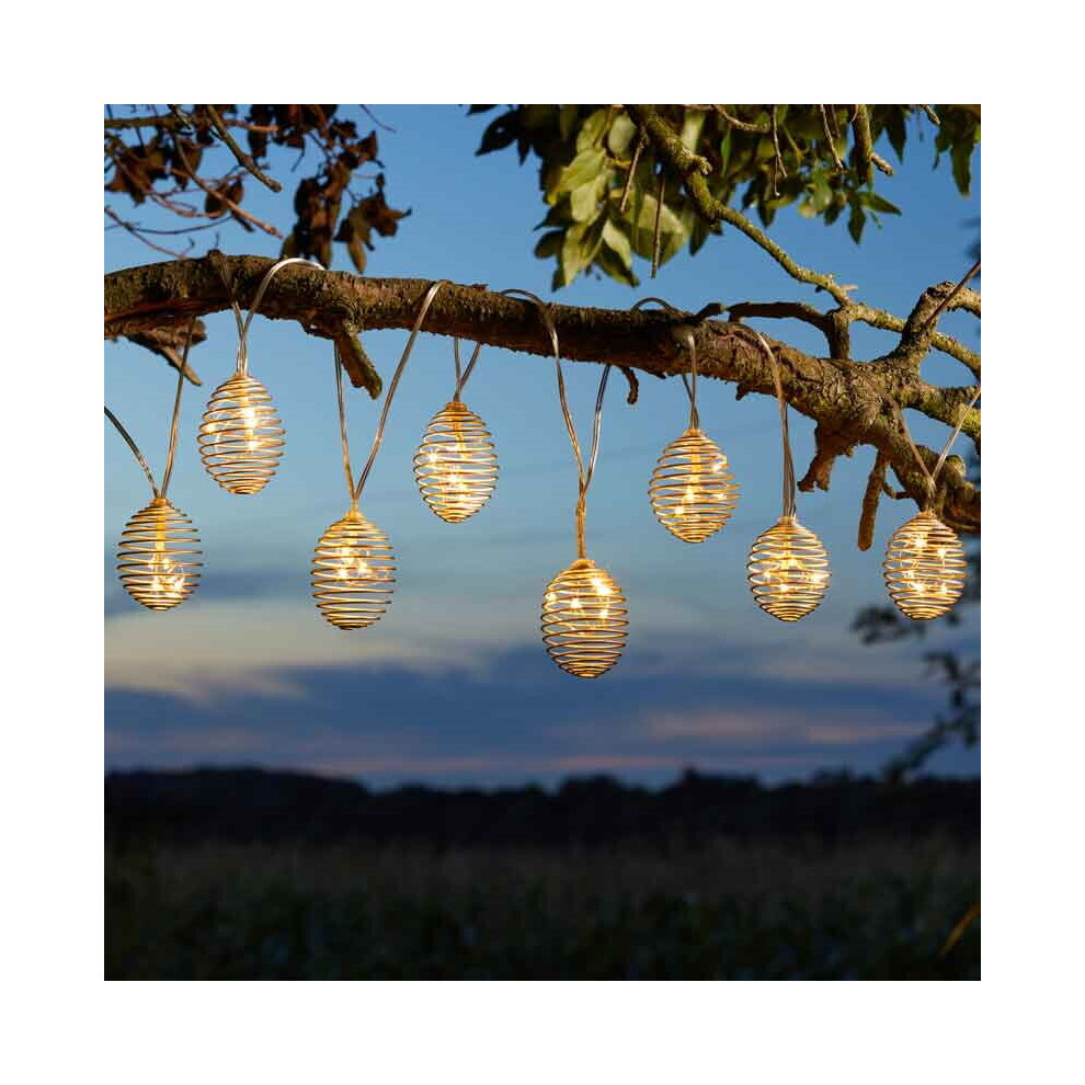 Smart Garden Products Smart Garden Solar-Powered 10 Silver Spirals Led String Lights 3.8M White