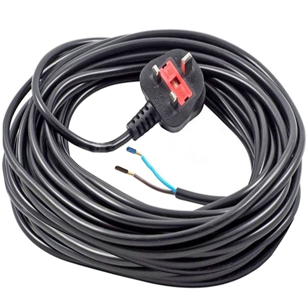 12M Long Black Cable Mains Power Lead for Hoover Vacuum Cleaner (UK Plug)