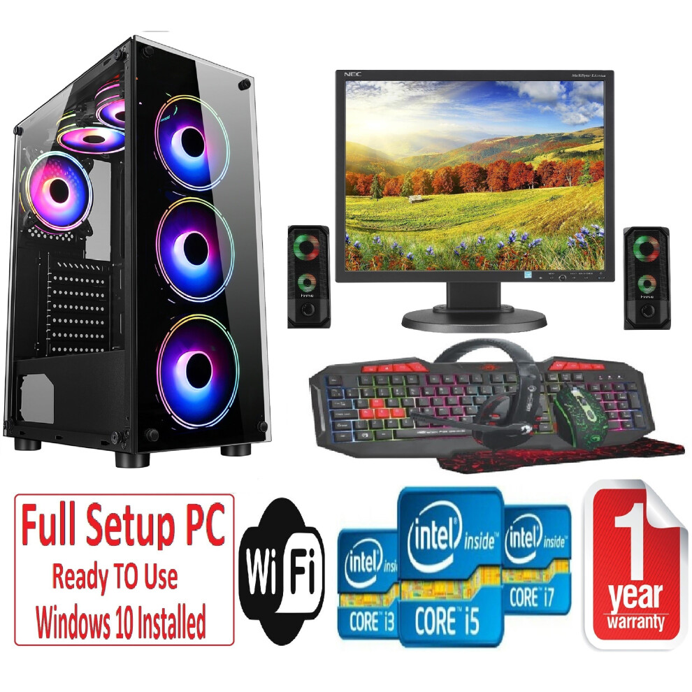 Fast Gaming PC Bundle - i5 8G RAM 1TB GT710 - Lighting Speakers - MIRAGE 6F