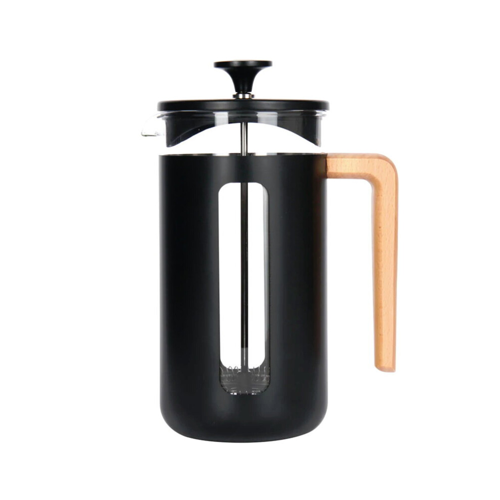 La Cafetière Pisa 8 Cup Cafetière Borosilicate Wood Handle - Black