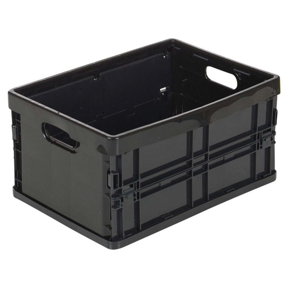 (Black) Small Plastic Storage Collapsible Boxes Stackable