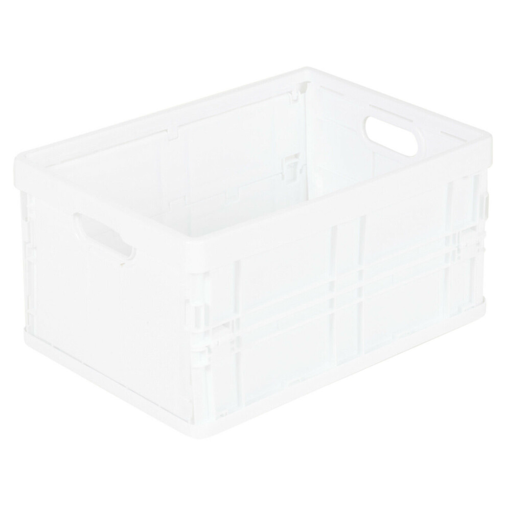 (White) Small Plastic Storage Collapsible Boxes Stackable