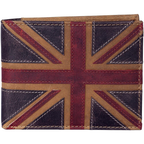 Mala Leather RFID Blocking Union Jack Leather Wallet with Coin Pocket Brown