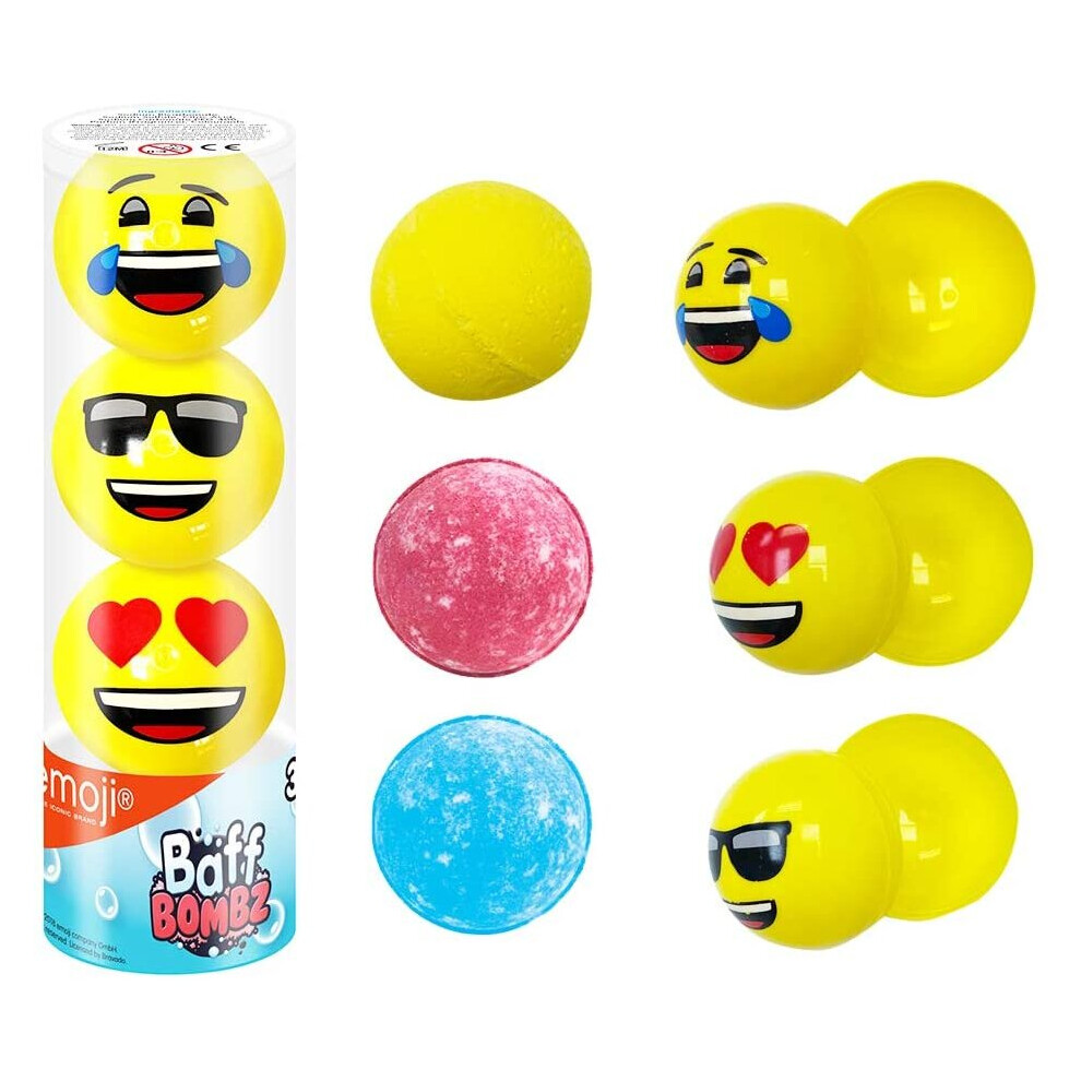 Zimpli Kids 3 X Emoji Bath Bombs From Create A Fizzing Bath Time Adventure Children's Baff Bombz, Certified Biodegradable And Vegan Friendly Gift