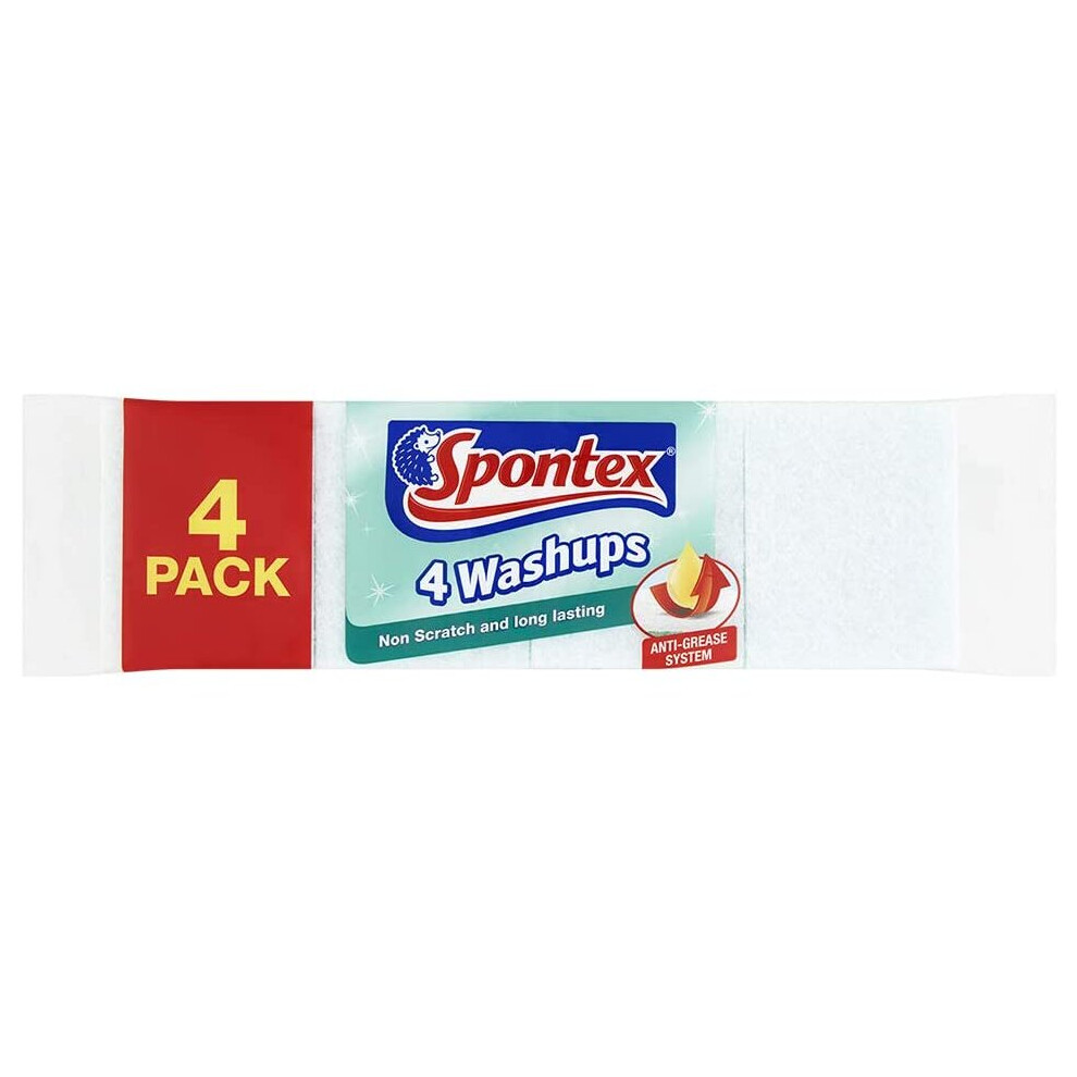 Spontex Washups Non Scratch Sponge Scourers, Pack Of 4
