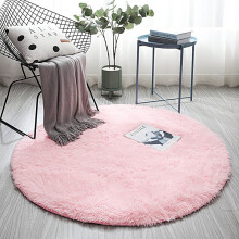(100*100CM, solid color-pink) Large Circle Round Rug Circular Carpet Soft Fur Fluffy Sheepskin Floor Home Mat!