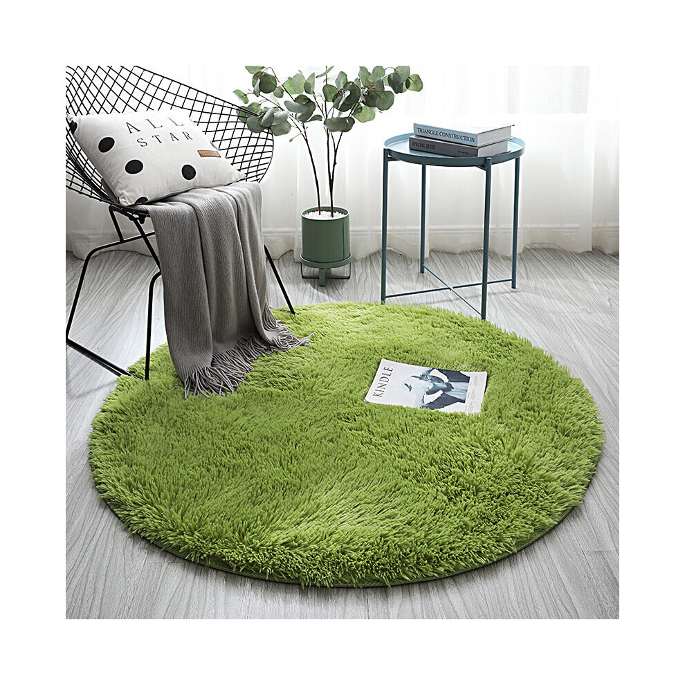 (100*100CM, solid color-green) Large Circle Round Rug Circular Carpet Soft Fur Fluffy Sheepskin Floor Home Mat!