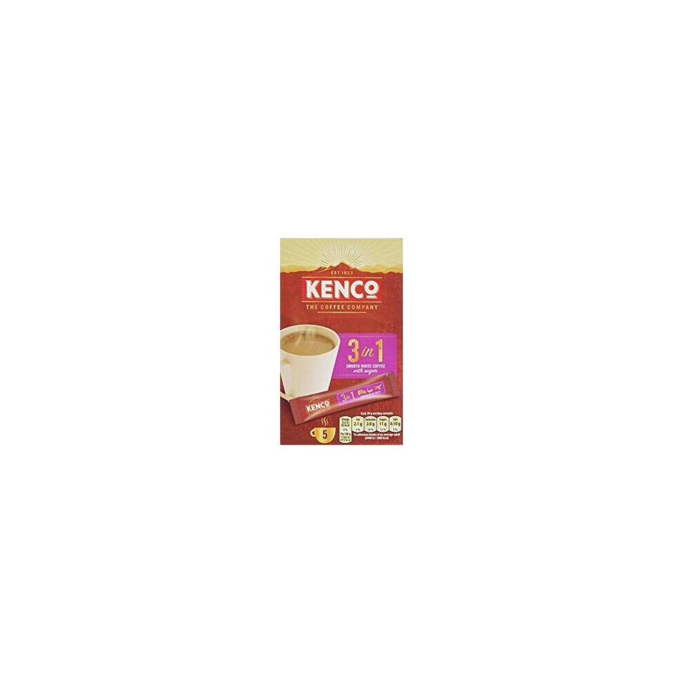 Kenco 3 In 1 Smooth White Instant Coffee With Sugar Sachets X5