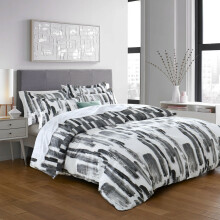(Grey Striped, Super King) Duvet Cover Single Double King Floral Bedding Sets
