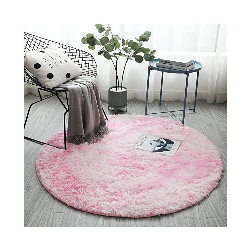 (120*120CM, pink) Circle Round Shaggy Fluffy Anti-Skid Rugs Living Room Home Carpet Floor Mats-image-OPC-P8ZXDMY-NEW