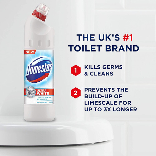 Domestos Domestos Ultra White & Sparkle Thick Bleach, 750ml 2