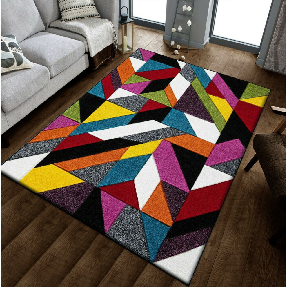 (Groove, 60cm x 110cm ) Modern Design Hand Carved Runner Multi Colour Rugs