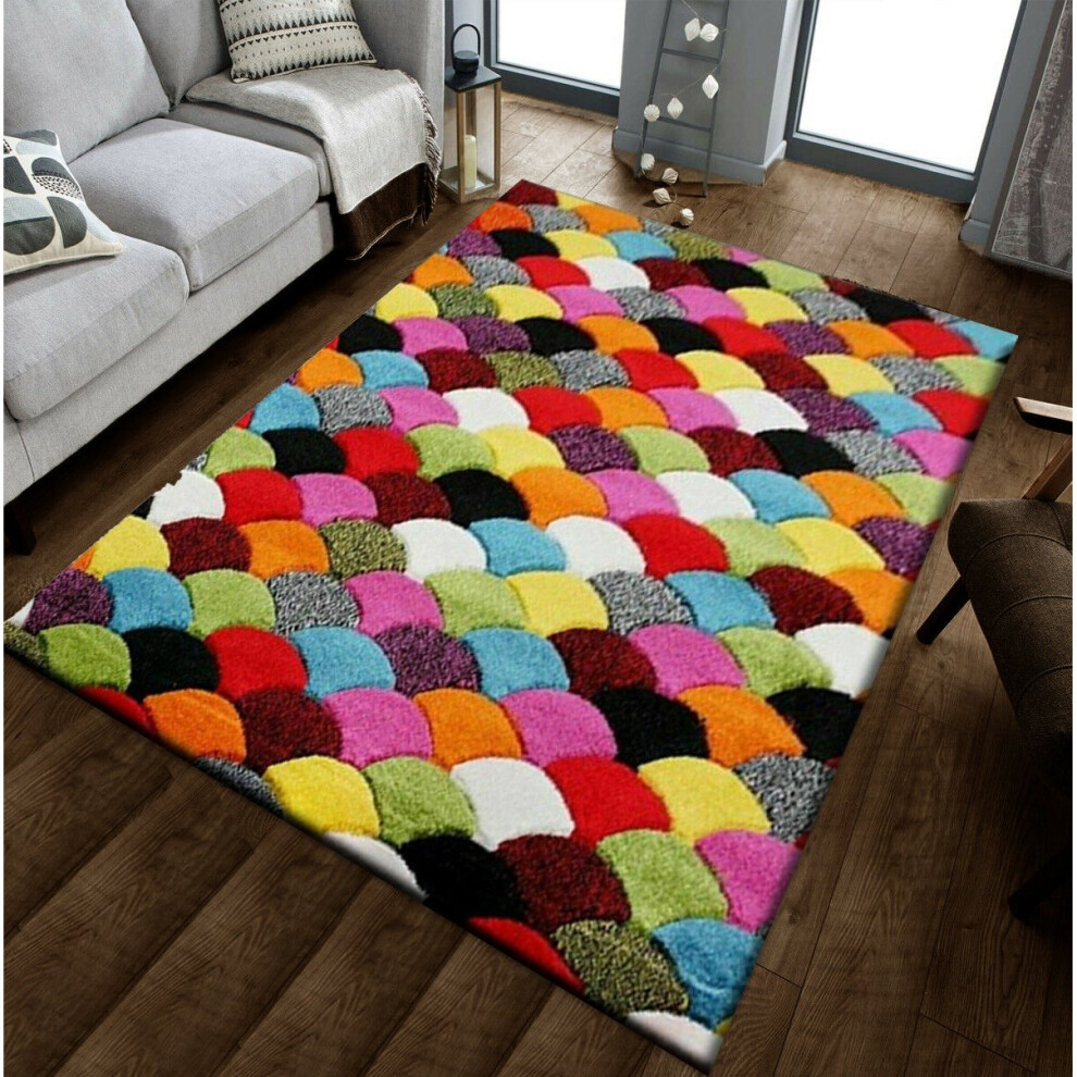 (Scales, 80cm x 150cm) Modern Design Hand Carved Runner Multi Colour Rugs