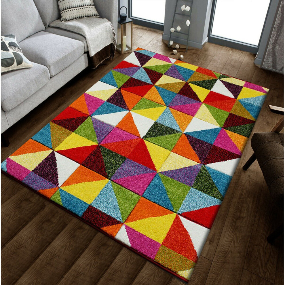 Milano (G-Triangles, 200Cm X 290Cm) Modern Design Hand Carved Runner Multi Colour Rugs