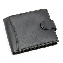 Men's RFID Passcase Trifold Rela Leather Wallet Multi Card Slots With Zip Coin Pocket Pouch 304 (Black)