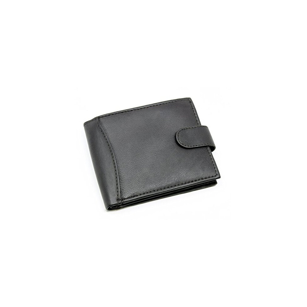Ras Wallets Men's Rfid Passcase Trifold Rela Leather Wallet Multi Card Slots With Zip Coin Pocket Pouch 304 (Black) Multicoloured