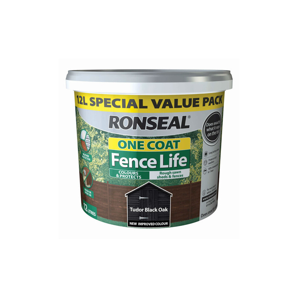 Ronseal One Coat Fence Life Tudor Black Oak 12L