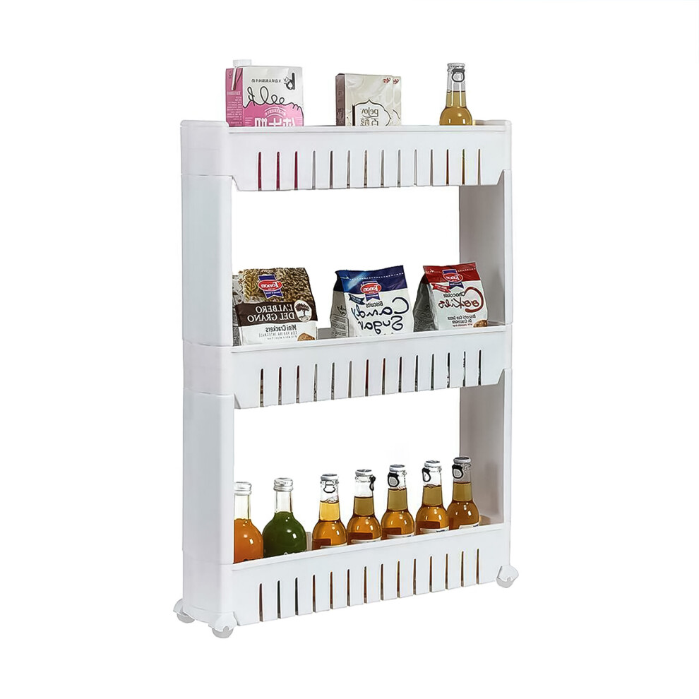 (3 Tier Storage Rack) 3/5 Tier Slim Slide Out Kitchen Bathroom Storage Trolley Cart Rack Holder UK