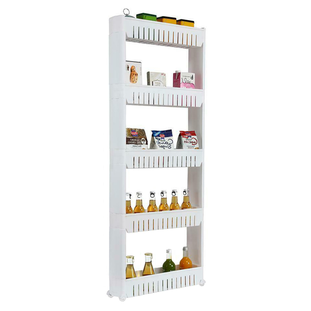 (5 Tier Storage Rack) 3/5 Tier Slim Slide Out Kitchen Bathroom Storage Trolley Cart Rack Holder UK