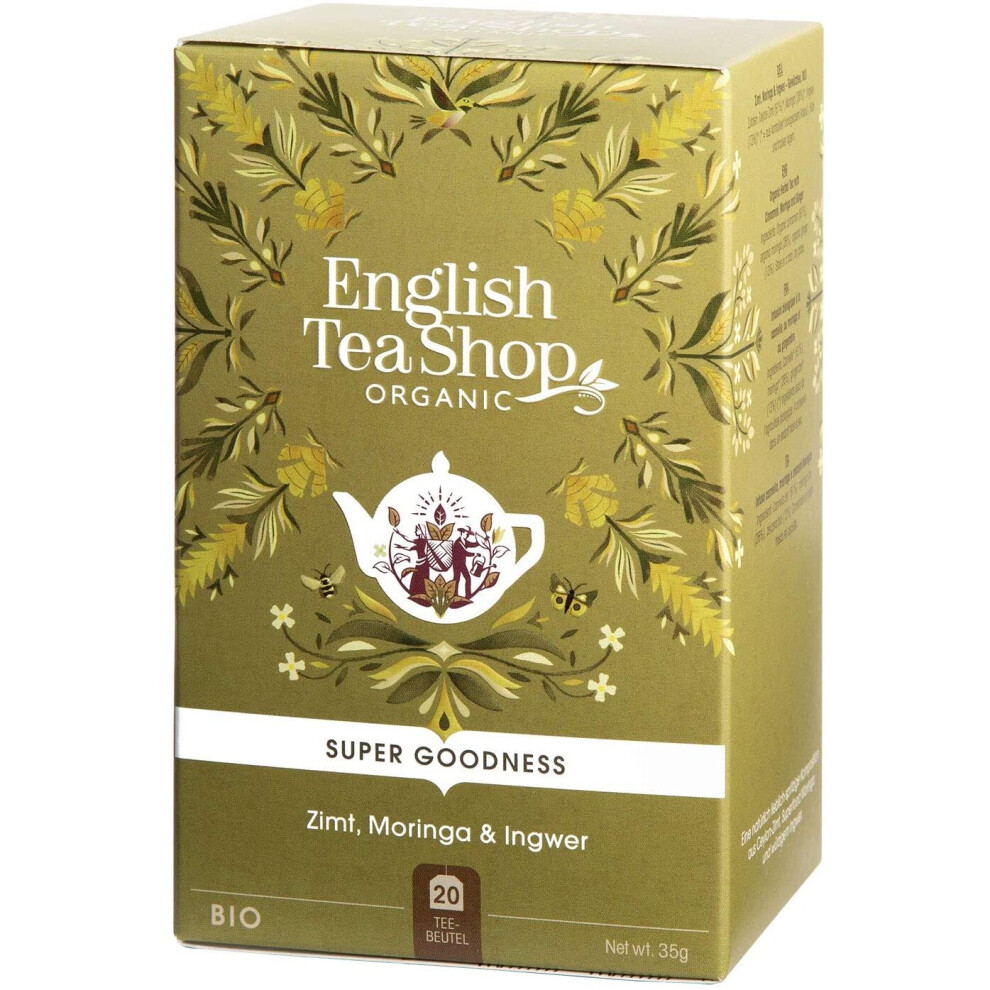 English Tea Shop Organic Cinnamon/Moringa and Ginger - 20 Tea Bag Sachets, 35 g