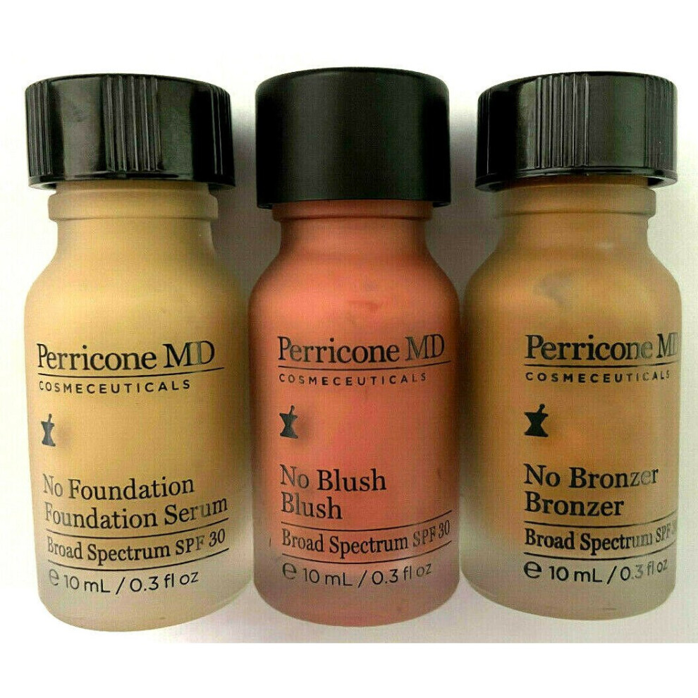 PERRICONE MD TRIO SET NO BLUSH / NO FOUNDATION / NO BRONZER 10ML EACH