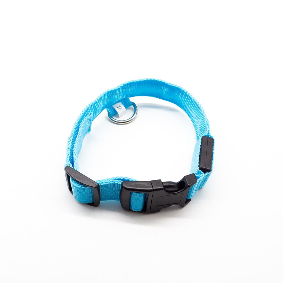 (Blue) Button Battery Dog Collar Anti-Lost/Avoid Car Accident For Pet