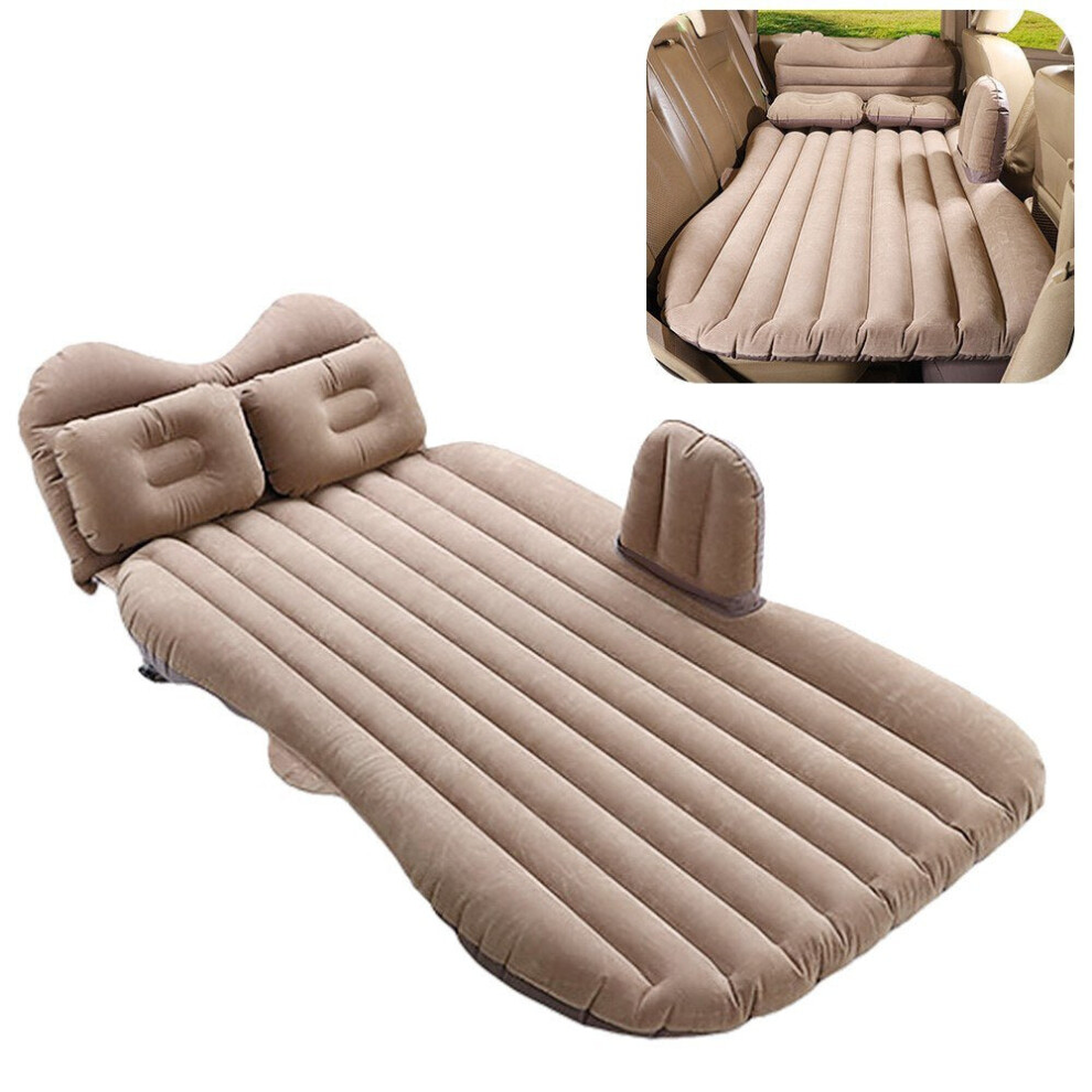 (Yellow) Portable Car Mattress Foldable Cushion Air Bed Inflatable with Air-Pump Camping Travel