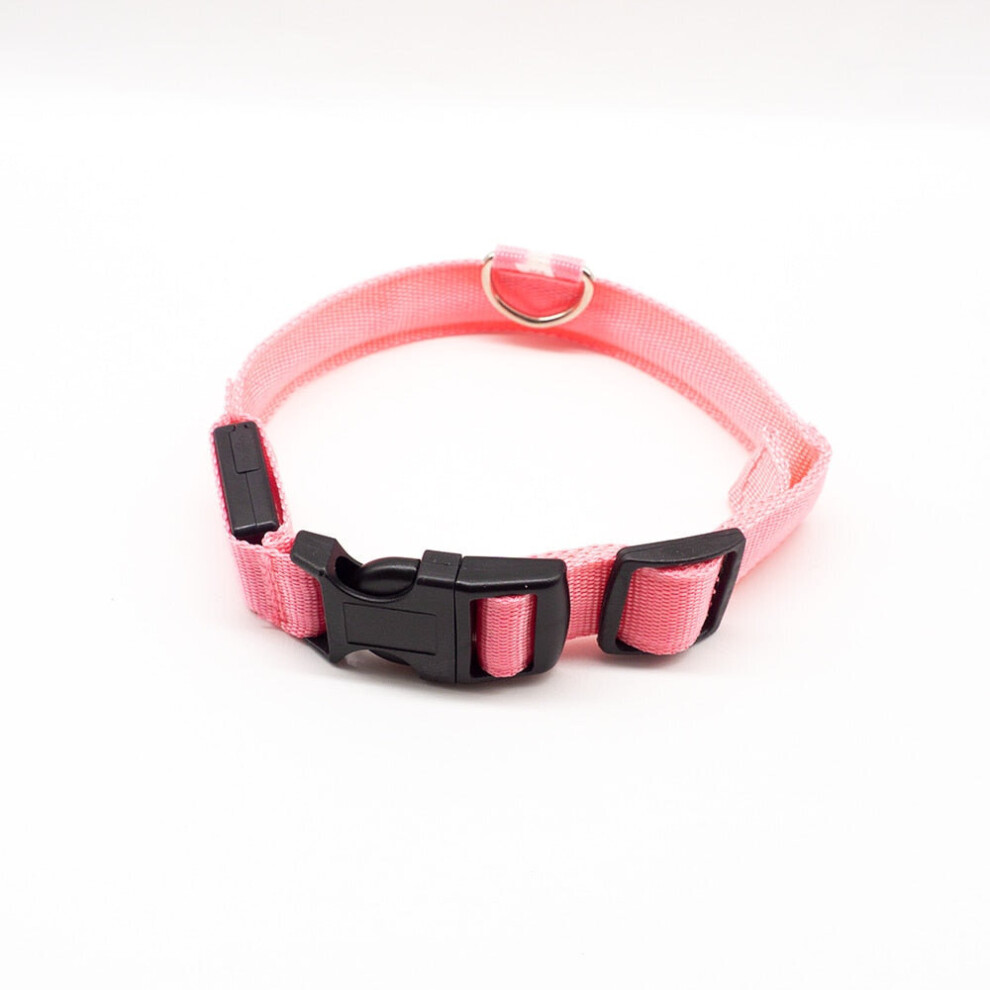 (Pink) Button Battery Dog Collar Anti-Lost/Avoid Car Accident For Pet