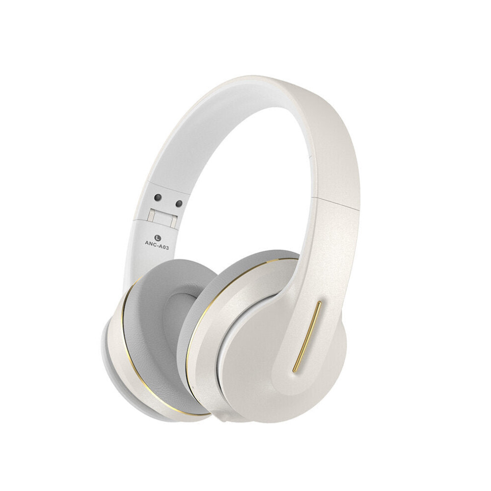 (White) Stereo Wireless Foldable Anc Noise Cancelling Bluetooth 5.0 Headphones Headset With Mic White 6112212053836