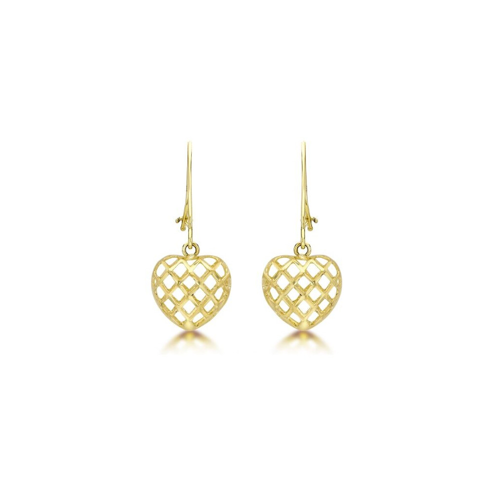 Carissima Gold 9ct Yellow Gold Diamond Cut Heart Drop Earrings