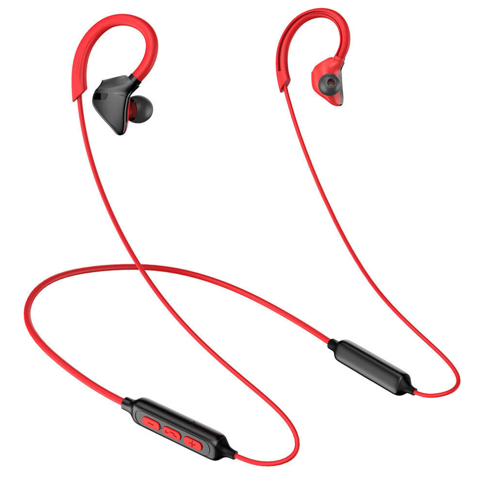 (Red) Neckband Hanging Bluetooth Earphone Wireless Bass Handsfree Gaming Headphones With Mic Red 6112211951140