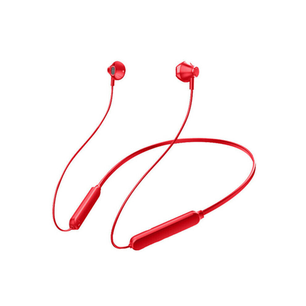 (Red) Mini Bluetooth V5.0 Wireless Bass In-Ear Neckband Earphone Headphone With Mic Red 6112212043578
