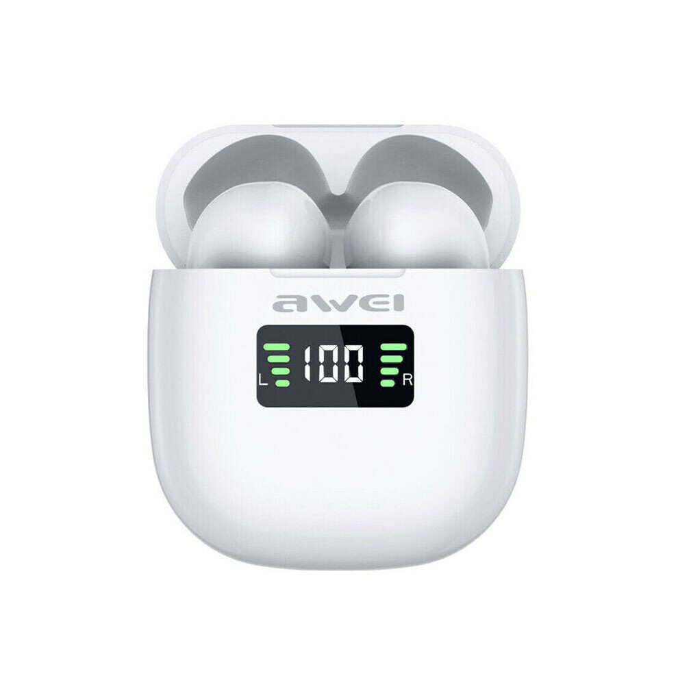 (White) Tws Bluetooth 5.0 Led Display Earbuds Headphones Stereo Touch Control Waterproof Headset With Mic White 6112212052389