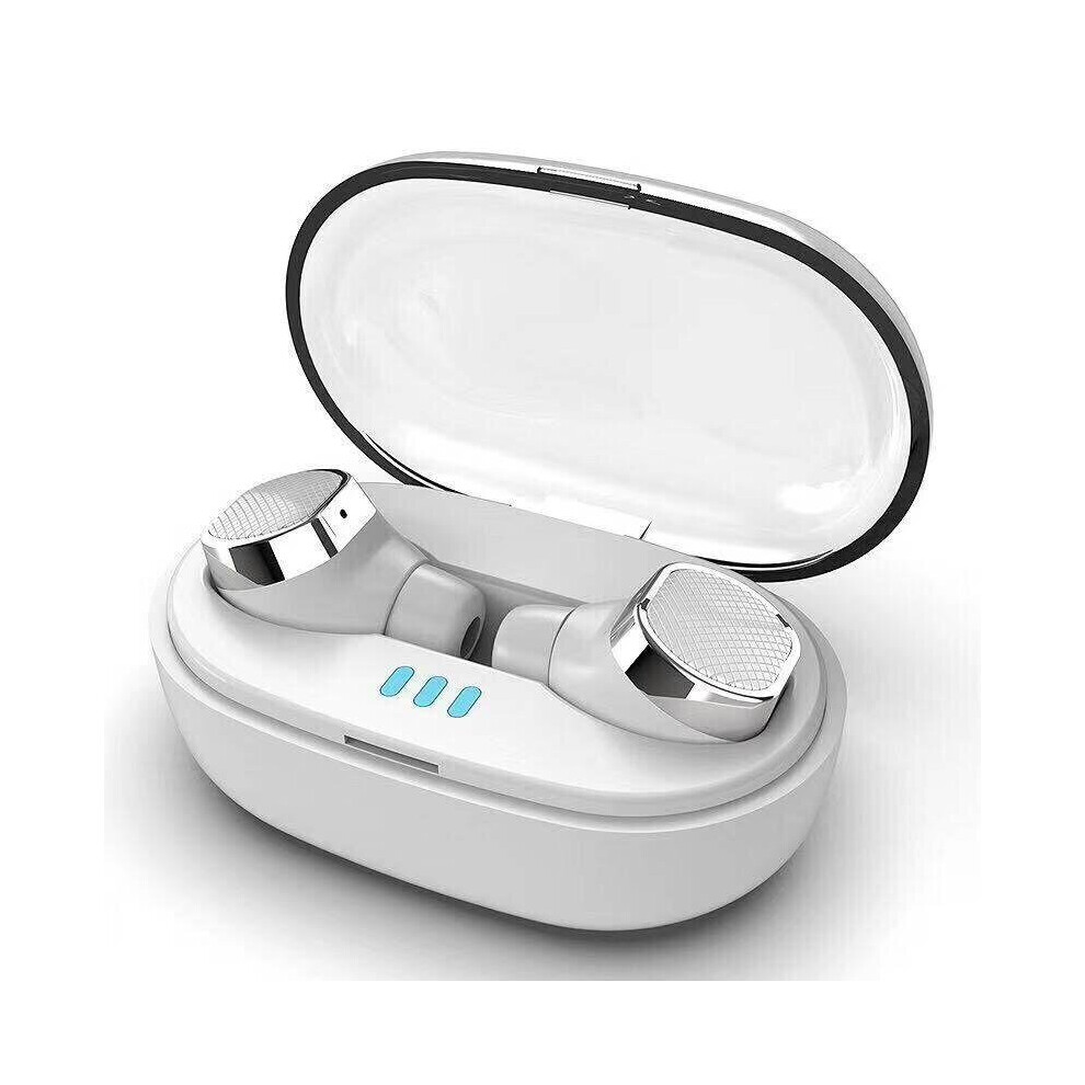 (White) [Bluetooth 5.0] Tws True Wireless Earbuds 6D Stereo Ipx5 Waterproof Noise Cancelling Binaural Call Earphone White 6112212040706